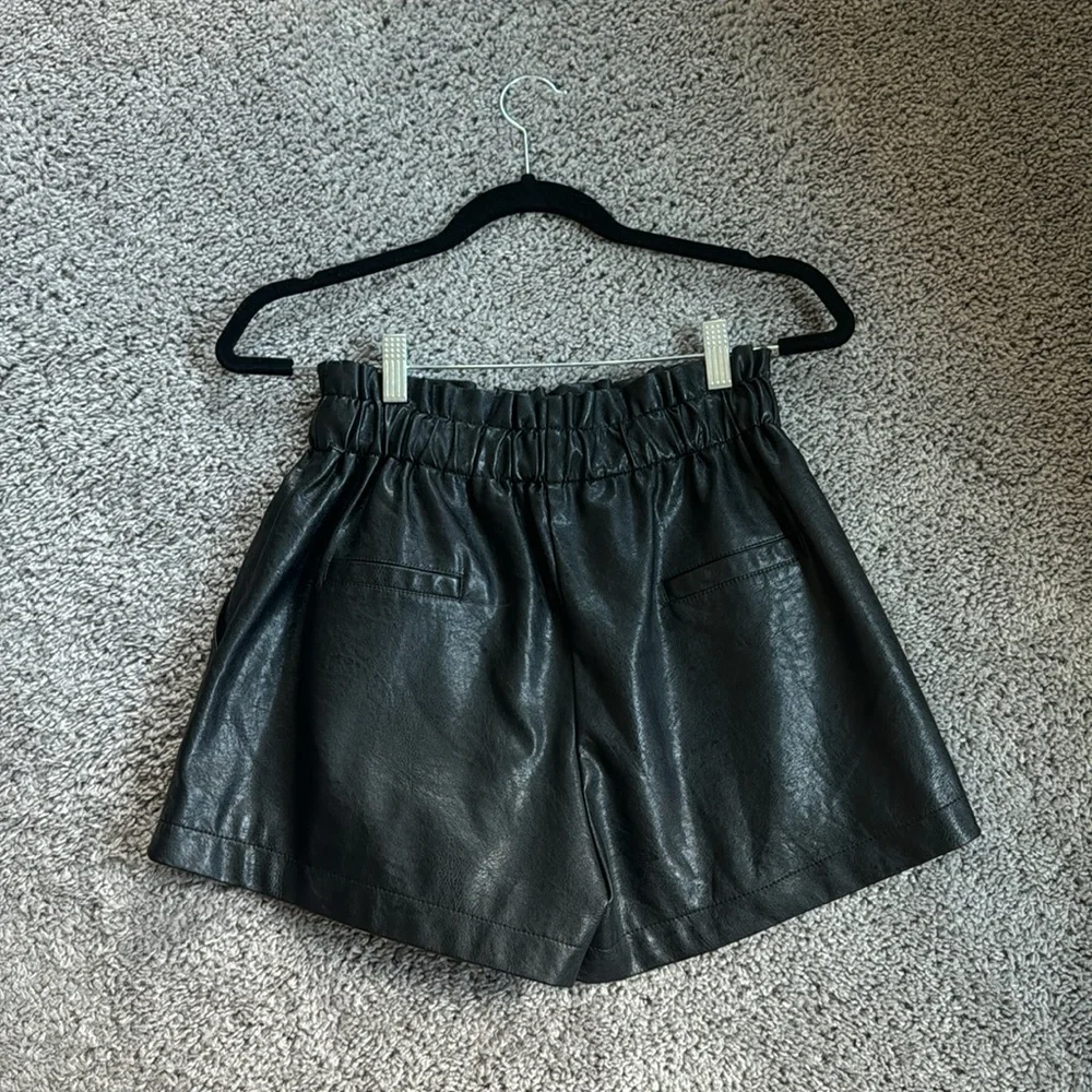 Black Pleather Shorts - Picture 2 of 2